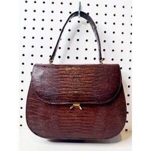 Vintage | 1950s Bellestone Snakeskin Handbag, Rich Mahogany Dark Brown